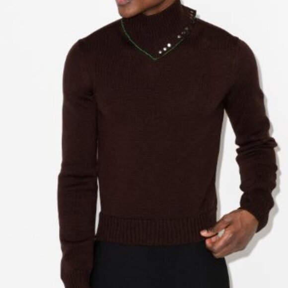 NEW BOTTEGA VENETA Made In Italy Wool Designer Turtleneck Sweater ebony 2663tn - Picture 1 of 4